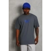 Erkek Baskılı T-Shirt Kısa Kol Bisiklet Yaka Regular Fit Tişört - Füme