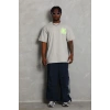 Erkek Baskılı T-Shirt Kısa Kol Bisiklet Yaka Regular Fit Tişört - Gri