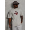 Erkek Baskılı T-Shirt Kısa Kol Bisiklet Yaka Regular Fit Tişört - Gri