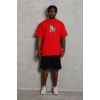 Erkek Baskılı T-Shirt Kısa Kol Bisiklet Yaka Regular Fit Tişört - Kırmızı