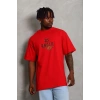 Erkek Baskılı T-Shirt Kısa Kol Bisiklet Yaka Regular Fit Tişört - Kırmızı