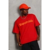 Erkek Baskılı T-Shirt Kısa Kol Bisiklet Yaka Regular Fit Tişört - Kırmızı