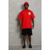 Erkek Baskılı T-Shirt Kısa Kol Bisiklet Yaka Regular Fit Tişört - Kırmızı