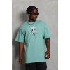 Erkek Baskılı T-Shirt Kısa Kol Bisiklet Yaka Regular Fit Tişört - Mint Yeşili