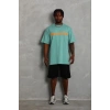 Erkek Baskılı T-Shirt Kısa Kol Bisiklet Yaka Regular Fit Tişört - Mint Yeşili