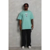 Erkek Baskılı T-Shirt Kısa Kol Bisiklet Yaka Regular Fit Tişört - Mint Yeşili