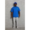 Erkek Baskılı T-Shirt Kısa Kol Bisiklet Yaka Regular Fit Tişört - Saks Mavisi