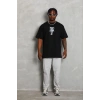 Erkek Baskılı T-Shirt Kısa Kol Bisiklet Yaka Regular Fit Tişört - Siyah