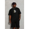 Erkek Baskılı T-Shirt Kısa Kol Bisiklet Yaka Regular Fit Tişört - Siyah