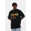 Erkek Baskılı T-Shirt Kısa Kol Bisiklet Yaka Regular Fit Tişört - Siyah