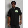 Erkek Baskılı T-Shirt Kısa Kol Bisiklet Yaka Regular Fit Tişört - Siyah