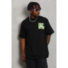 Erkek Baskılı T-Shirt Kısa Kol Bisiklet Yaka Regular Fit Tişört - Siyah