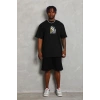 Erkek Baskılı T-Shirt Kısa Kol Bisiklet Yaka Regular Fit Tişört - Siyah