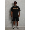 Erkek Baskılı T-Shirt Kısa Kol Bisiklet Yaka Regular Fit Tişört - Siyah