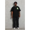 Erkek Baskılı T-Shirt Kısa Kol Bisiklet Yaka Regular Fit Tişört - Siyah