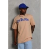 Erkek Baskılı Tişört Kısa Kol Bisiklet Yaka Oversize T-Shirt - Bej