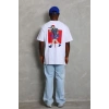 Erkek Baskılı Tişört Kısa Kol Bisiklet Yaka Oversize T-Shirt - Beyaz