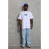 Erkek Baskılı Tişört Kısa Kol Bisiklet Yaka Oversize T-Shirt - Beyaz