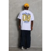 Erkek Baskılı Tişört Kısa Kol Bisiklet Yaka Oversize T-Shirt - Beyaz