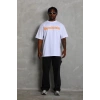 Erkek Baskılı Tişört Kısa Kol Bisiklet Yaka Oversize T-Shirt - Beyaz