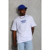 Erkek Baskılı Tişört Kısa Kol Bisiklet Yaka Oversize T-Shirt - Beyaz