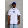 Erkek Baskılı Tişört Kısa Kol Bisiklet Yaka Oversize T-Shirt - Beyaz
