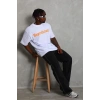 Erkek Baskılı Tişört Kısa Kol Bisiklet Yaka Oversize T-Shirt - Beyaz