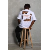Erkek Baskılı Tişört Kısa Kol Bisiklet Yaka Oversize T-Shirt - Beyaz