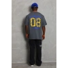 Erkek Baskılı Tişort Kısa Kol Bisiklet Yaka Oversize T-Shirt - Füme