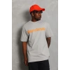 Erkek Baskılı Tişört Kısa Kol Bisiklet Yaka Oversize T-Shirt - Gri