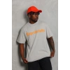 Erkek Baskılı Tişört Kısa Kol Bisiklet Yaka Oversize T-Shirt - Gri