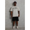 Erkek Baskılı Tişört Kısa Kol Bisiklet Yaka Oversize T-Shirt - Gri