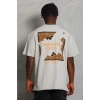 Erkek Baskılı Tişört Kısa Kol Bisiklet Yaka Oversize T-Shirt - Gri