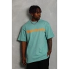 Erkek Baskılı Tişört Kısa Kol Bisiklet Yaka Oversize T-Shirt - Mint Yeşili