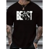 Erkek Baskılı Tişört Kısa Kol Bisiklet Yaka Oversize T-Shirt - Siyah