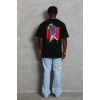 Erkek Baskılı Tişört Kısa Kol Bisiklet Yaka Oversize T-Shirt - - Siyah