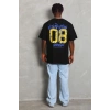 Erkek Baskılı Tişört Kısa Kol Bisiklet Yaka Oversize T-Shirt - Siyah