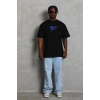 Erkek Baskılı Tişört Kısa Kol Bisiklet Yaka Oversize T-Shirt - - Siyah