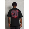 Erkek Baskılı Tişört Kısa Kol Bisiklet Yaka Oversize T-Shirt - Siyah