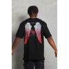 Erkek Baskılı Tişört Kısa Kol Bisiklet Yaka Oversize T-Shirt - Siyah