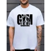Erkek Baskılı Tişört Kısa Kol Bisiklet Yaka Regular fit Rahat kalıp T-Shirt - Beyaz