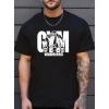 Erkek Baskılı Tişört Kısa Kol Bisiklet Yaka Regular fit Rahat kalıp T-Shirt - Siyah