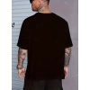 Erkek Baskılı Tişört Kısa Kol Bisiklet Yaka Regular fit Rahat kalıp T-Shirt - Siyah
