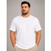 Erkek Battal Big Size Basic Tişört Bisiklet Yaka Rahat Kalıp T-Shirt - Beyaz