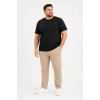 Erkek Battal Big Size Basic Tişört Bisiklet Yaka Rahat Kalıp T-Shirt - Siyah