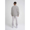 ERKEK Bisikilet Yaka 3 İplik Pamuklu SweatShirt - Gri