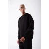 ERKEK Bisikilet Yaka 3 İplik Pamuklu SweatShirt - Siyah