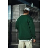 Erkek Bisiklet Yaka 3 İplik Pamuklu Basic SweatShirt - Haki