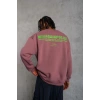 Erkek Bisiklet Yaka Baskılı 3 iplik pamuklu Sweatshirt - Gül Kurusu