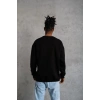 Erkek Bisiklet Yaka Baskılı 3 İplik Pamuklu Sweatshirt -  Siyah